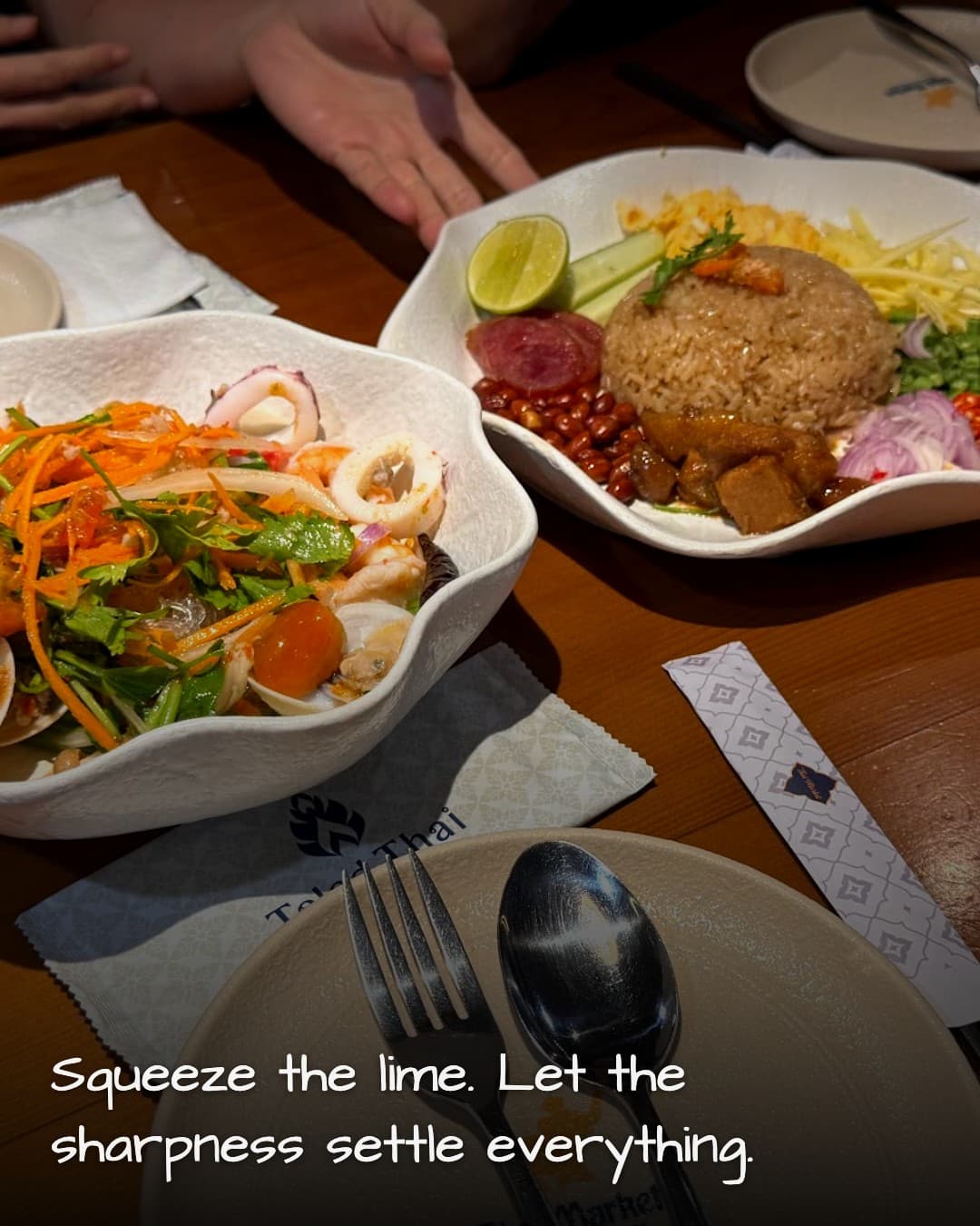 Thai Market Restaurant lime wedge closeup