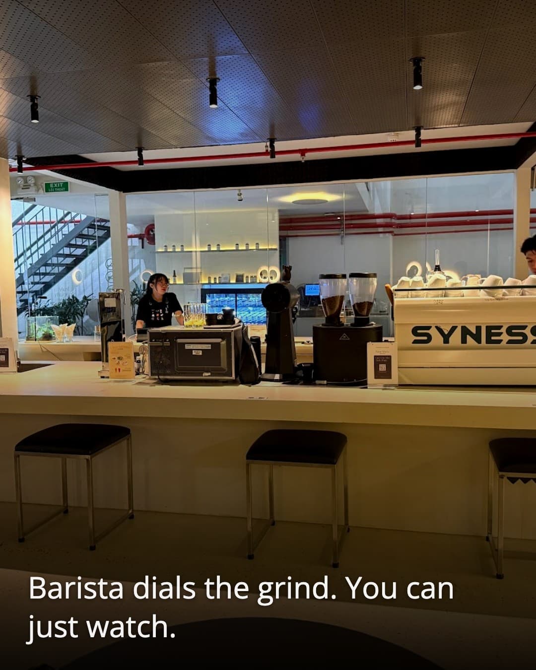 Bosgaurus Coffee Roasters barista at espresso machine