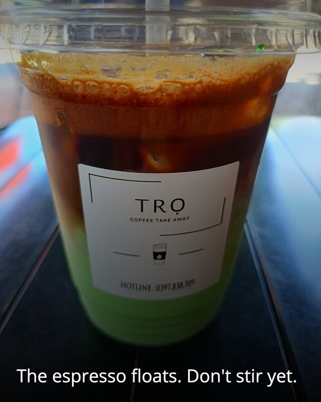 Tro Coffee layered drink closeup
