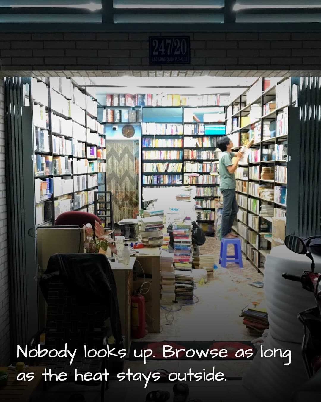 Hao Nhien Books beaded curtain interior