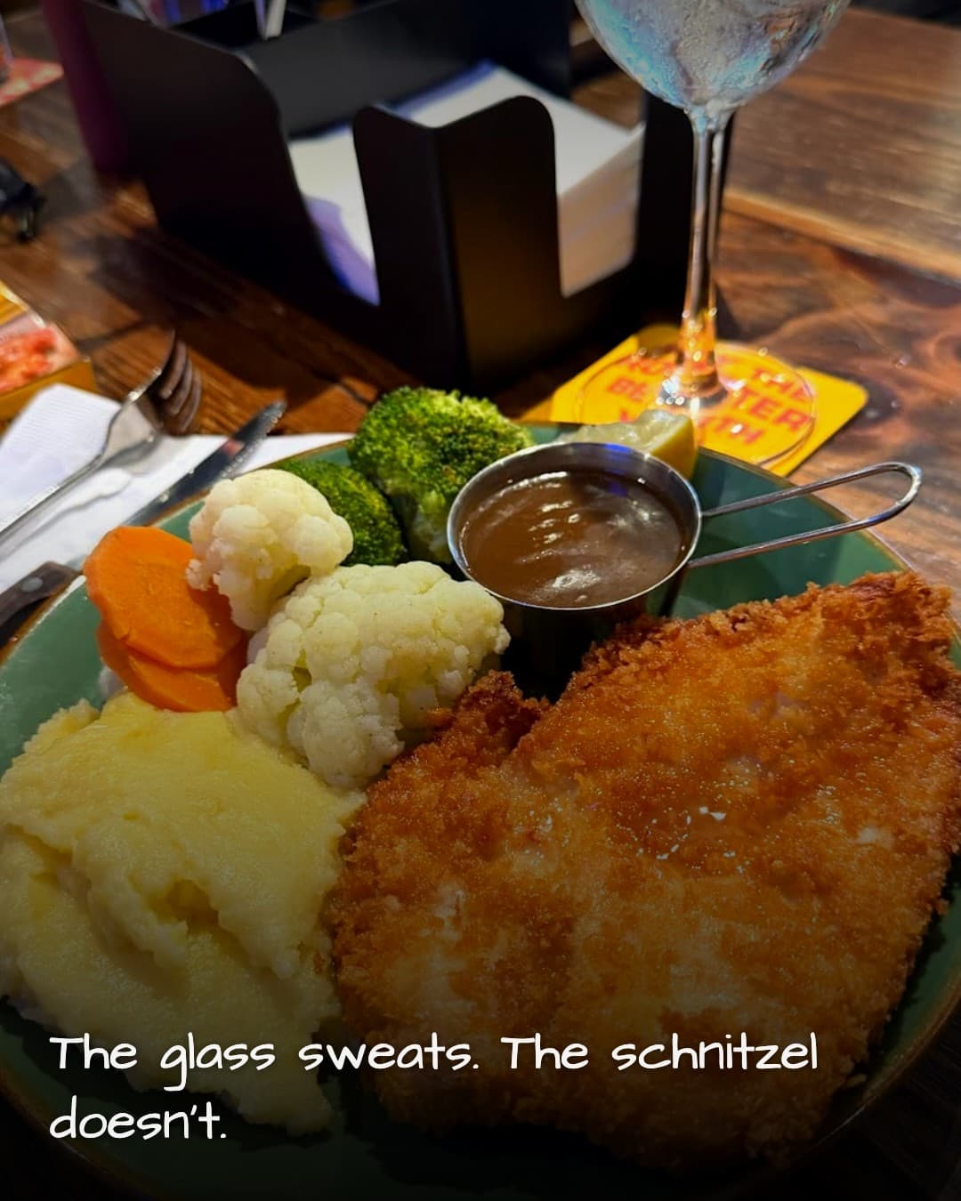 The Jackaroo Bar & Grill schnitzel and wine