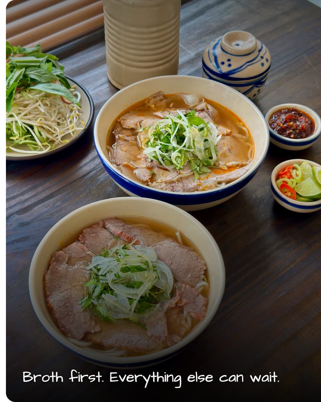 Bún Bò No Nê two bowls of pho