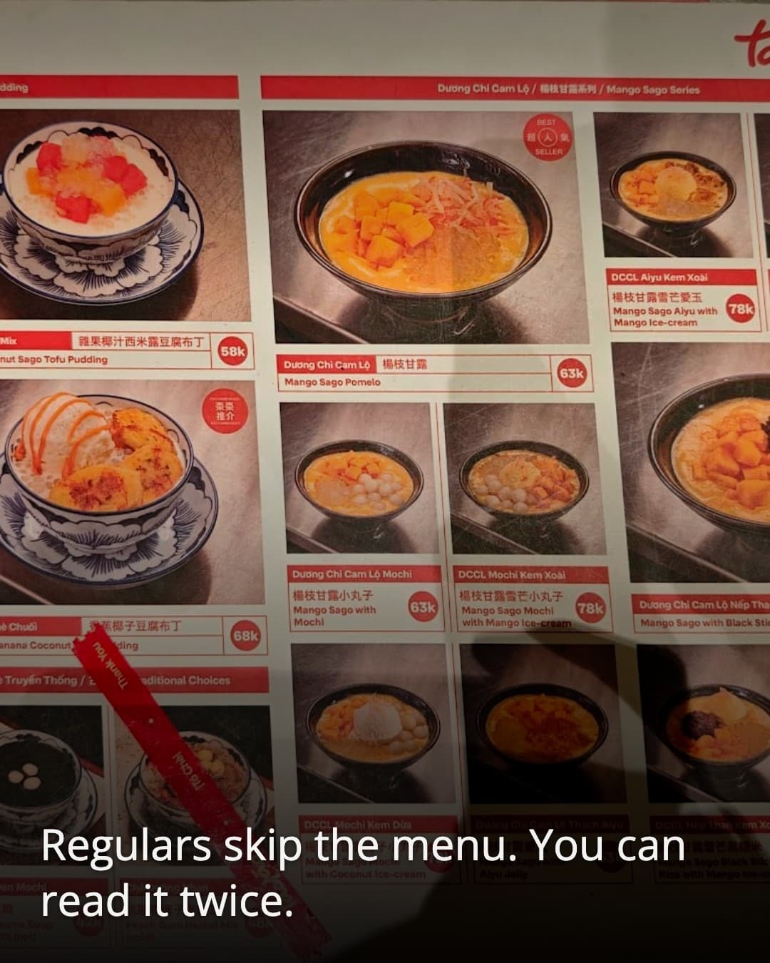 Táo Tào - Tiệm Chè Người Hoa menu board