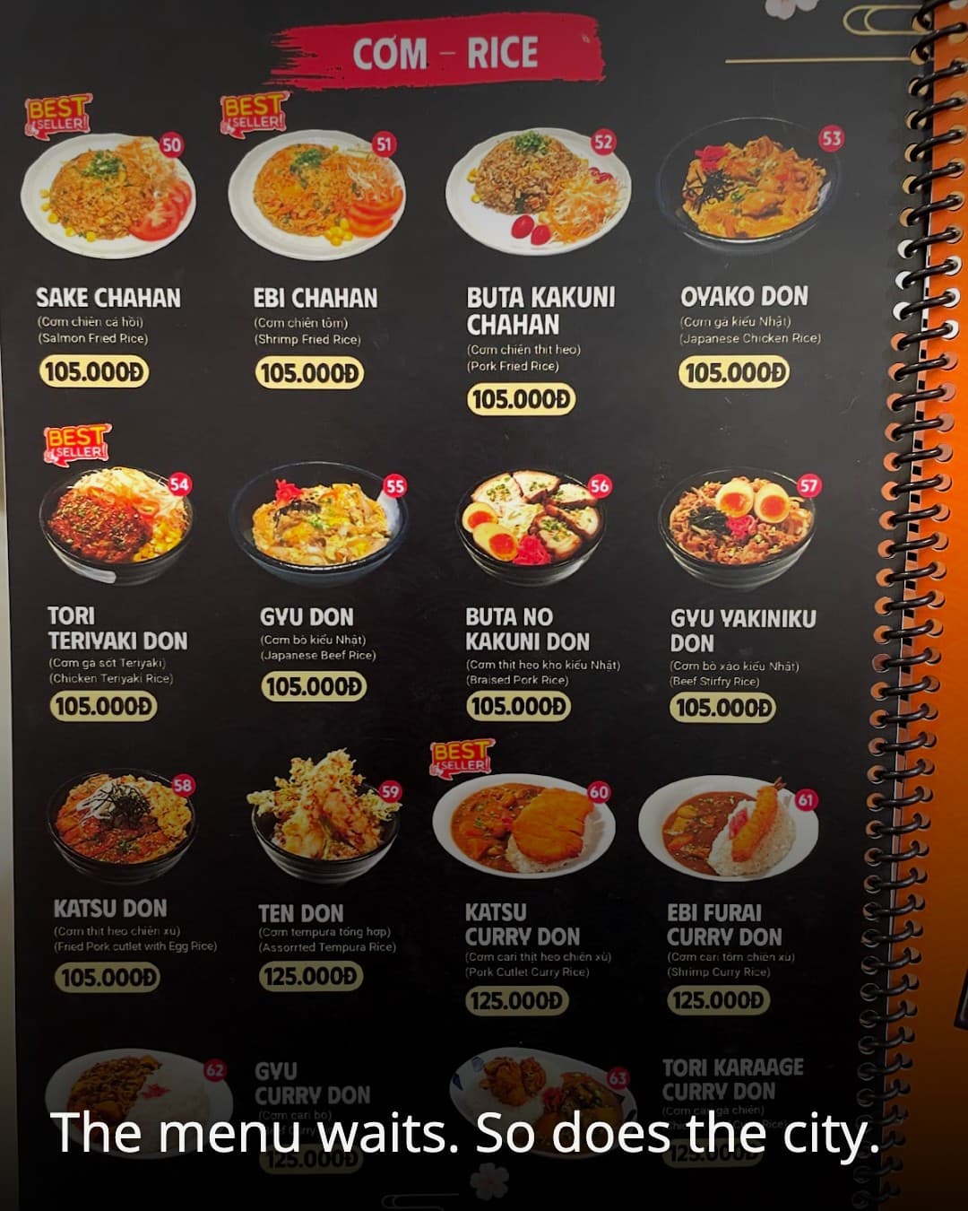 Tenryu Udon menu page