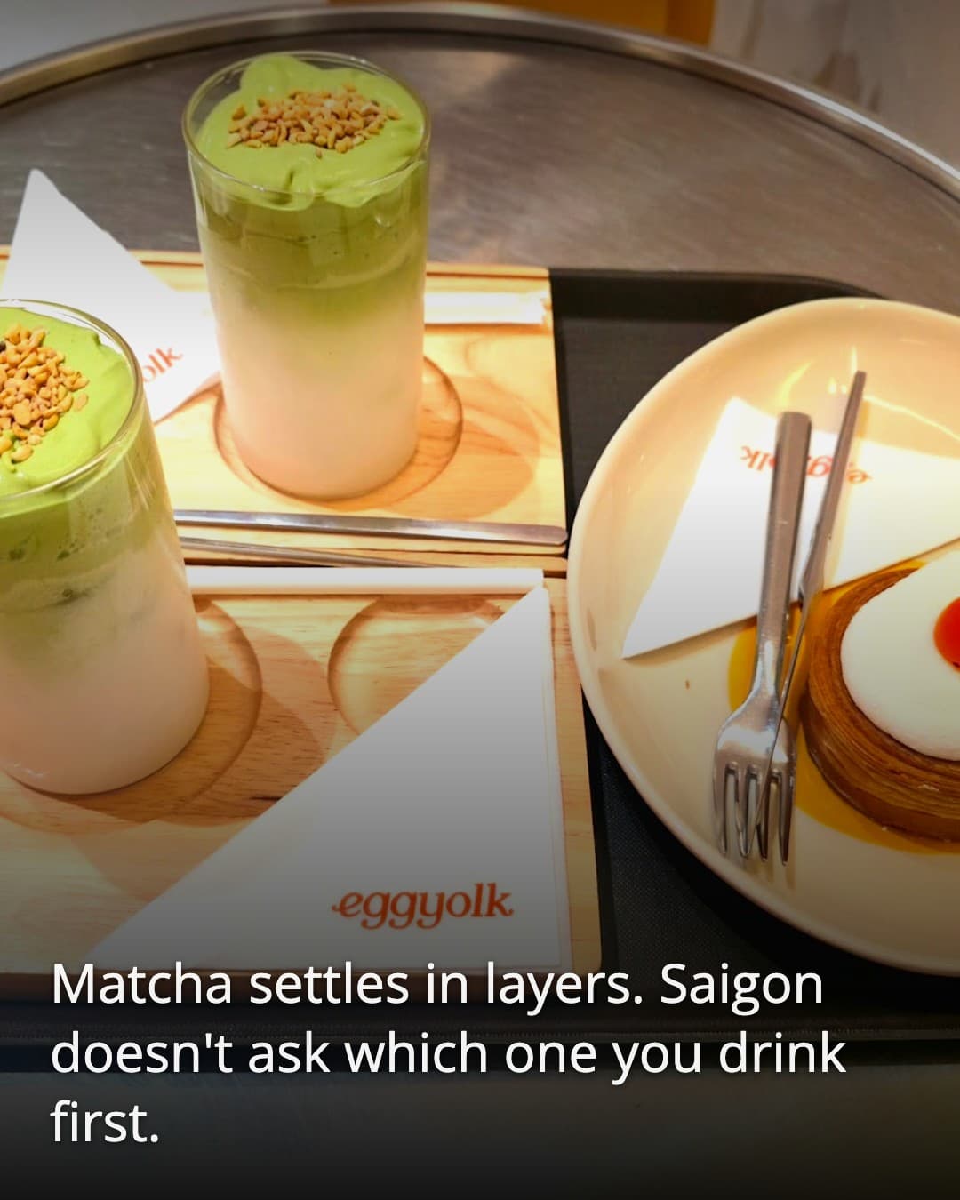 Eggyolk Coffee matcha and crepe cake