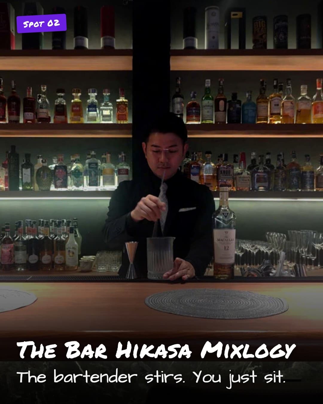 The Bar Hikasa Mixlogy bartender stirring