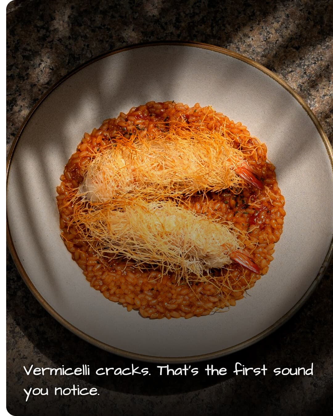 Pizza 4P's Indochina risotto with vermicelli