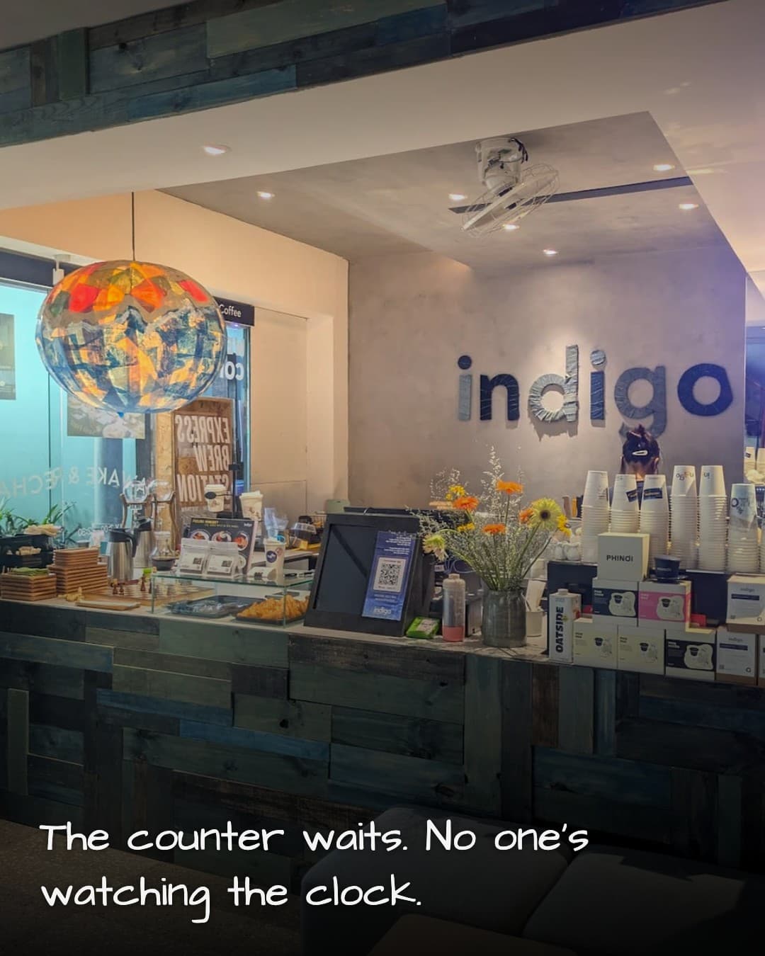 indigo coffee counter
