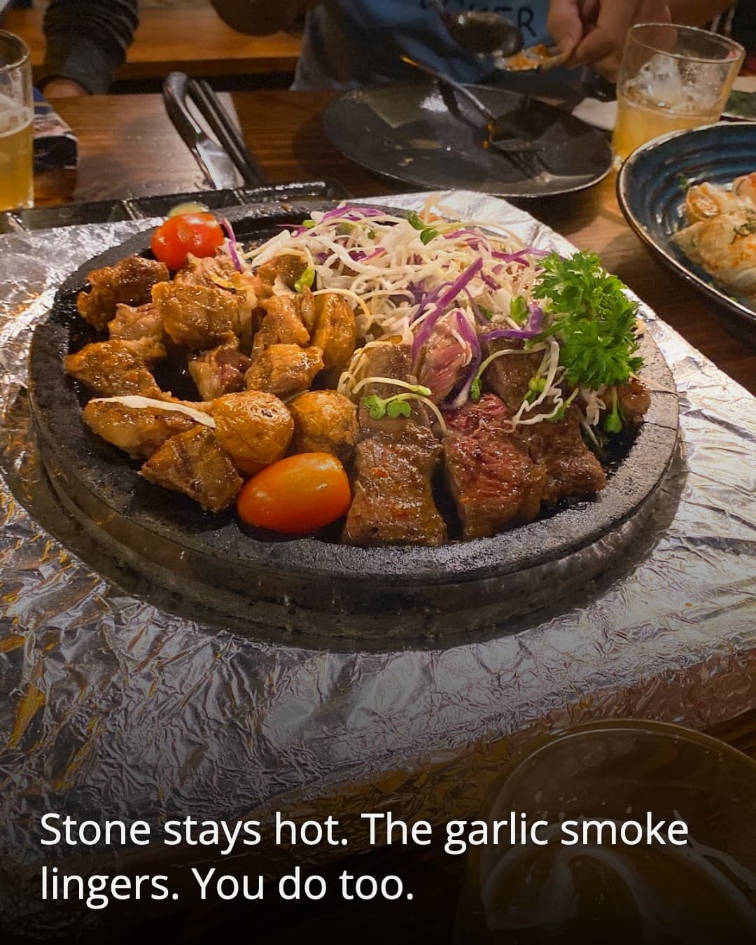 The Gangs Central hot stone beef dish