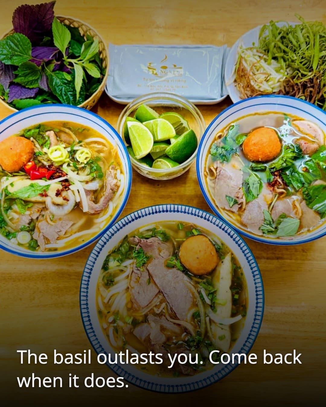 Nga Bui Beef Noodle basil basket